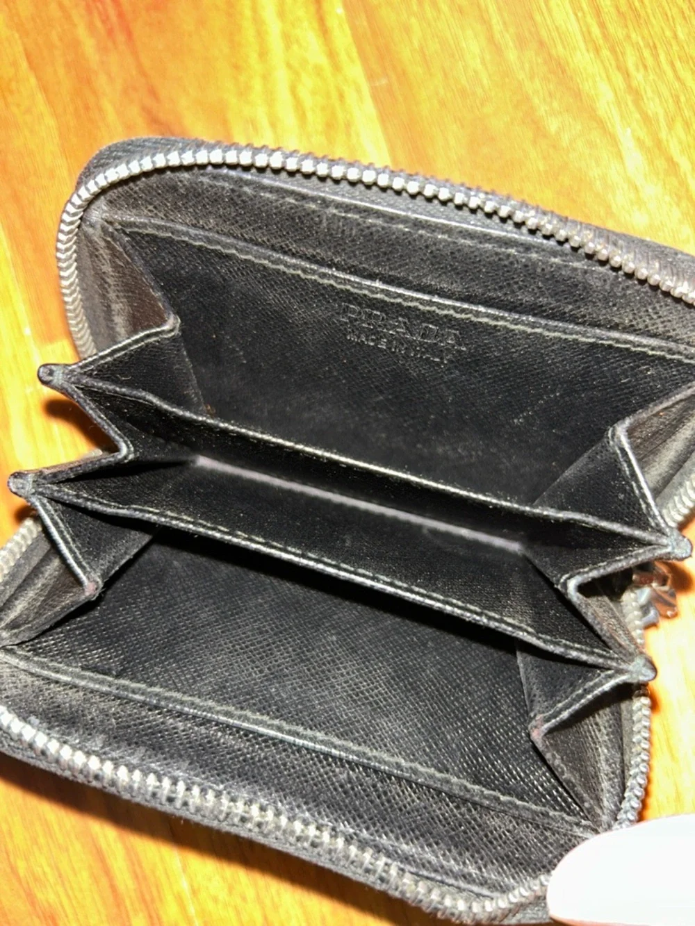 Authentic Prada Black Saffiano Zip Wallet / Coin Case